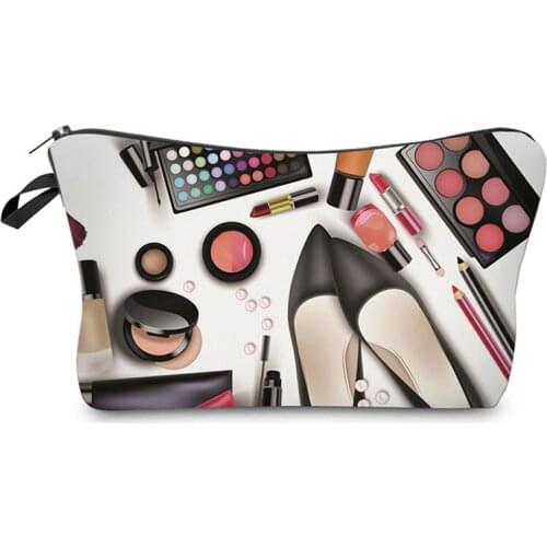 Dropshipping travel cosmetic bag with print Waterproof Makeup Organizer Case Korean Style Women Makeup Bag Pouch Toiletry Bag