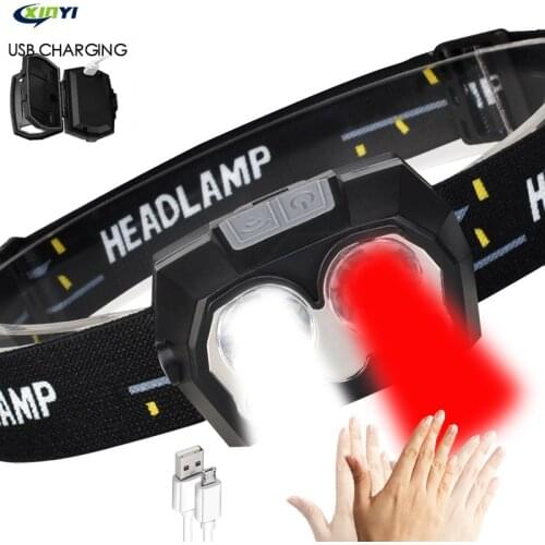 2020 New 8000LM LED Headlamp 1200mAh Built-in Battery inductive sensor USB rechargeable 4Mode LED Headlight for running, fishing