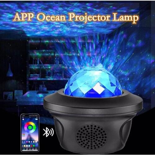 LED starry sky projector lamp USB Bluetooth voice control atmosphere light ocean night light APP Projection lamp For Children