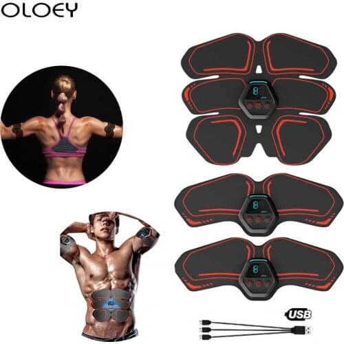 Abdominal Muscle Trainer EMS Fitness Equipment Training Gear Muscle Exerciser Stimulator Belt Belly Arm Massage Gym USB Charged