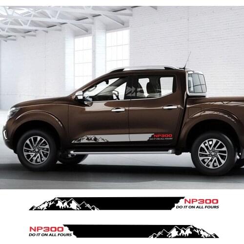 2PCS Auto Side Door Vinyl Film Decal Car Long Stripes Stickers For Nissan NAVARA NP300 DIY Sports Styling Car Tuning Accessories