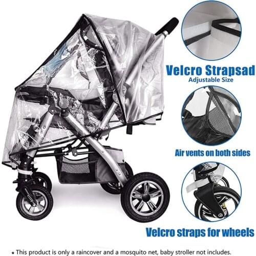 Baby Stroller Waterproof Rain Cover Windproof Transparent raincoat for baby cart Zipper for Baby Carriages Stroller Accessory
