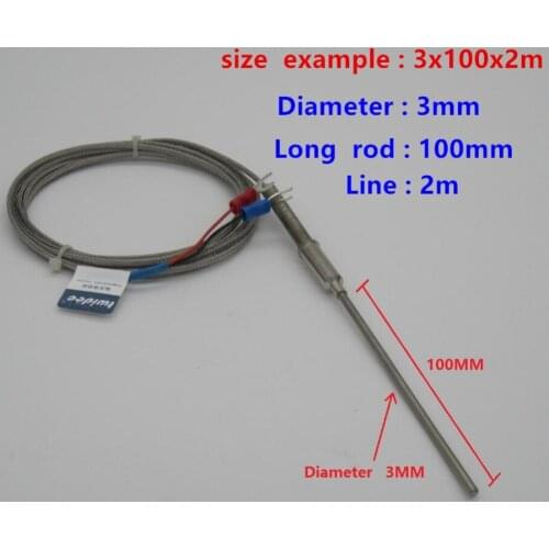 High-quality Temperature 0 To 600 C Degree Stainless Steel 3x100mm Probe K type Sensors High Temperature Thermocouple Sensors