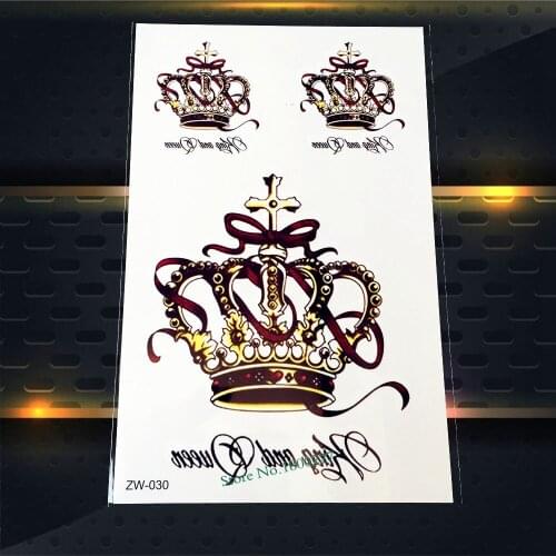 1PC Large Sexy Queen Crown Tattoo Women Body Art Waterproof Temporary Tattoo Sticker Fake Jewel Flash Tatoo On Back Decal PZW030
