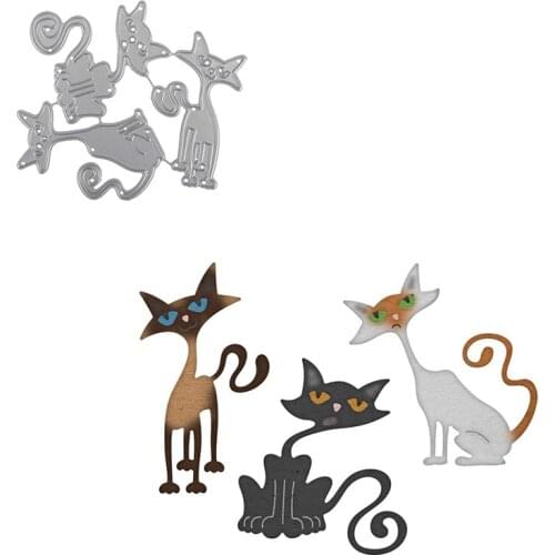 3 Different Mood Cats Happy Daze Unhappy Cat Metal Cutting Dies Scrapbooking Album Paper DIY Cards Crafts Embossing Dies New