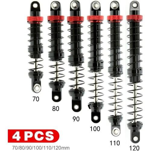 4pcs 70-120mm Aluminum Alloy Metal Shock Absorber Spring Damper For 1/10 RC Car SCX10 D90 90046 DIY Parts Accessories