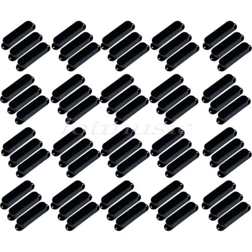 60Pcs Black Plastics Single Coil Pickup Covers Closed Solid For Fender Strat Guitar Replacement