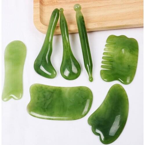 7PCS Gua Sha Massage Scraping Natural Resin for Face Guasha Scraper Facial Massager SPA Body Care Acupuncture Point Board Tool