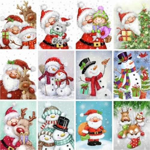 Huacan 5d Diamond Painting Mosaic Santa Claus Home Decor Diamond Embroidery Snowman Christmas Wall Stickers