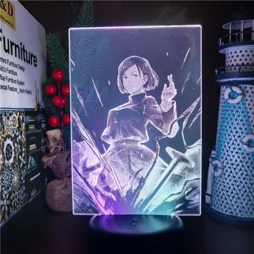 Jujutsu Kaisen Kugisaki Nobara Anime 3D Night Light Table Decoration Lamp Lampara Led Manga Bedside Luminaria Neon Lights Lampe