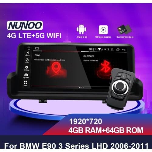 10.25" Nunoo Android 10 Car DVD Player For BMW E90 Series 3 2006-2011 Low LHD RHD Qualcomm 8Core 4GB 64GB AutoRadio GPS Car Play
