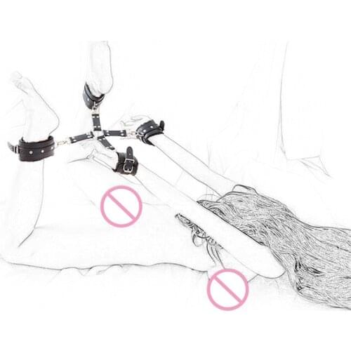 CamaTech PU Leather Plush Cross Buckle Handcuffs Ankle Cuffs Adjustable Slave Cross Cuffs Bondage Restraints Kit BDSM Adult Game