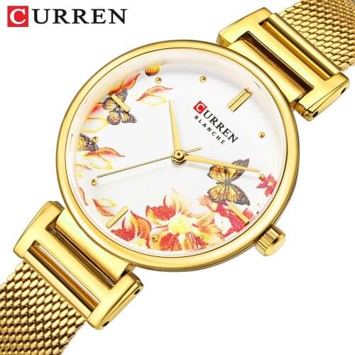 CURREN Women Fashion Gold Quartz Watch Lady Casual Waterproof Simple Wristwatch Gift for Girls Wife Saat Relogio Feminino
