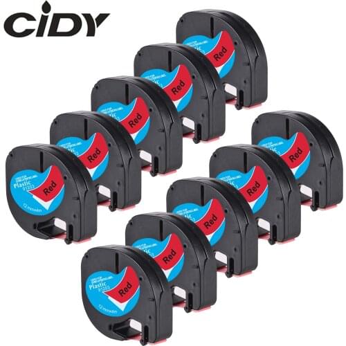 CIDY 10PCS 91203 12mm*4m LetraTag LT91203 LT 91203 91333 91223 59424 Black on Red Plastic Label Tapes for LT-100H