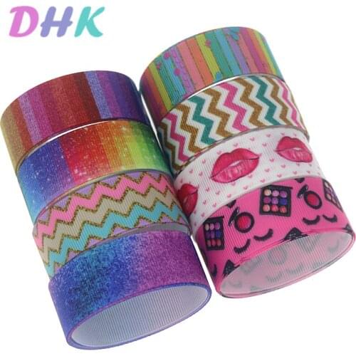 DHK 50yards gradient color kiss chevron Printed Grosgrain Ribbon Accessory Hairbow Headwear Decoration DIY Wholesale OEM S1193