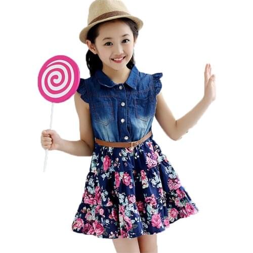 Girls Princess Dress Costumes 2021 Fashion Children Birthday Party Clothes 2-12 Years Kids Vestidos Teeny Girl Denim Dresses