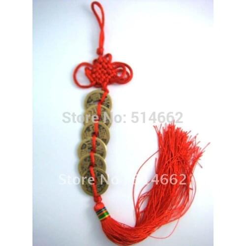 Feng Shui Six Coins with Mystic Knot for Wealth Enhance 2015 vintage charm fengshui