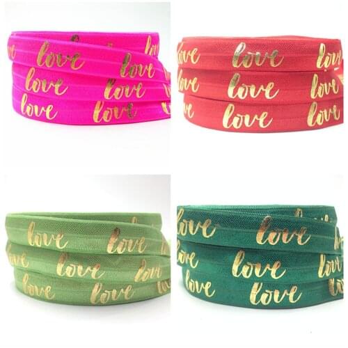 5/8" (5 yards/lot) Quality Print Love Valentines Day Stretch Elastic Band Hair Tie Wedding Decor,DIY Head made accessories