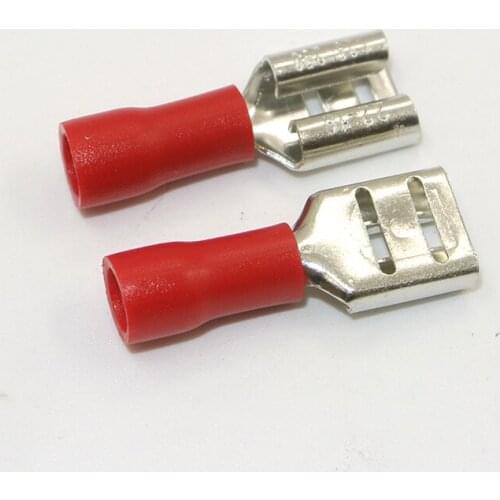 1000 pcs 6.3mm Red FEMALE INSULATED ELECTRICAL SPADE CONNECTOR TERMINALS,WIRING,CRIMP 22-16 AWG