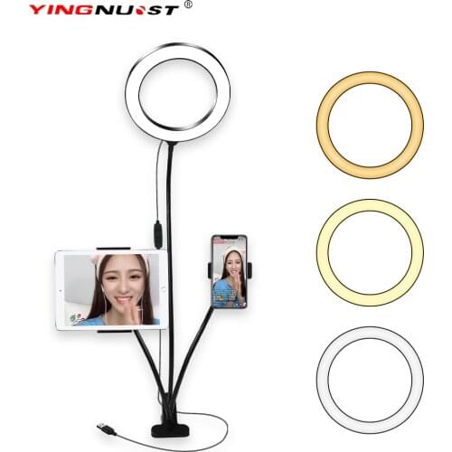 8inch Ring Light Desktop kit with Tablet Phone Holder for Makeup YouTube Video Live Stream Beauty Selfie Lighting Lamp for iPad