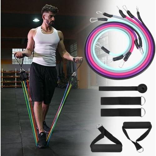 11pcs Resistance Bands Set fitness equipment workout equipments sports rubber fitness band indoor yoga elastic band training