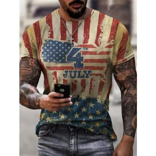 Summer Men Tshirts Short Sleeve Loose O-neck Fashion Streetwear Tshirt Oversize Cool T Shirt For Men National Flag Print Tops