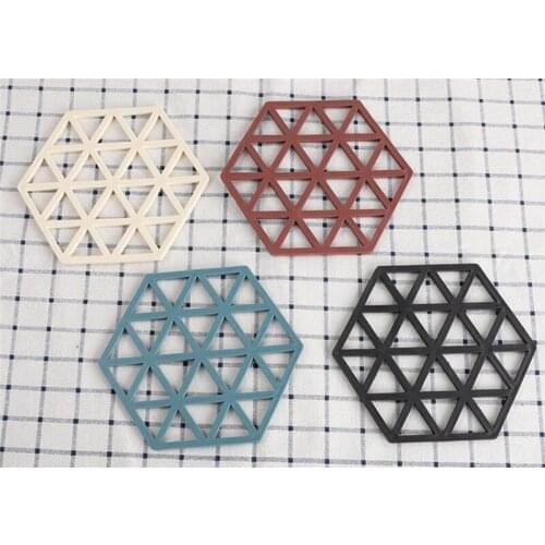 Hot 200pce/lot Hexagon Silicone Tableware Insulation Mat Coaster Cup Hexagon Mats Pad Heat-insulated Bowl Placemat