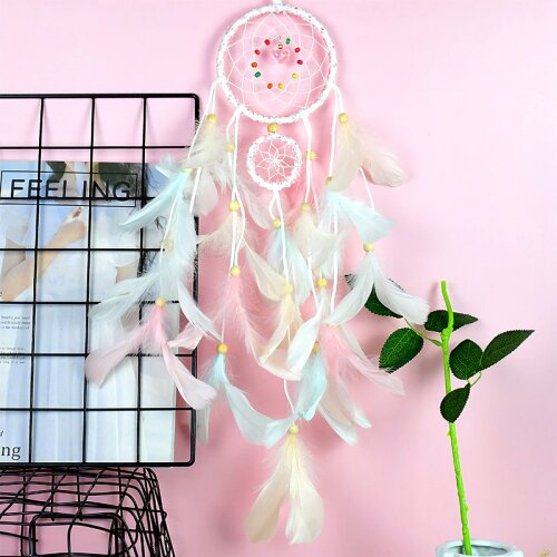 Dream Catcher Wind Chimes With Color Feather For Girl Room Decor Wedding Birthday Party Wall Hanging Night Dreamcatcher Kid Gift
