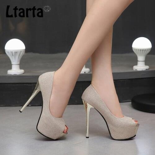 LTARTA 2020 Summer Sexy Nightclub Waterproof Platform Womens Shoes Super High Fine Heel Fish Sandals Womens Sandals ZSH
