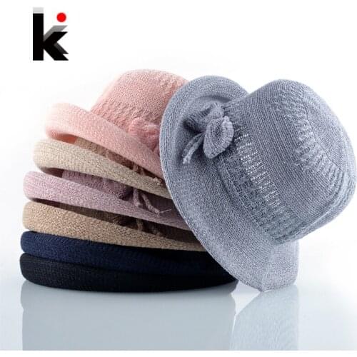 Solid Bow-knot Straw Hats For Girl Breathable Beach Caps Women Chapeau Panama Summer Female Floppy Sun Hat Hooden Voor Vrouwen