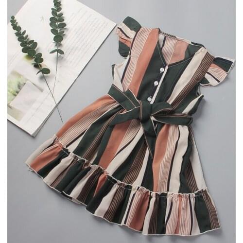 Melario Girls Striped Dress 2021 Summer Girl Sleeveless Costumes Kids Sashes Bowtie Party Dress Vestidos Cute Clothing