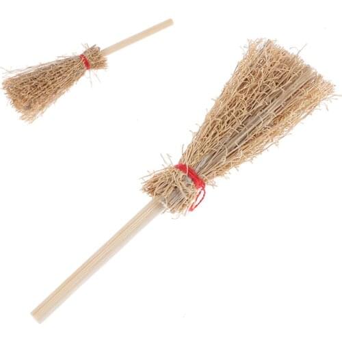 1/12 Dollhouse Miniature Wooden Bamboo Broom Set Mini Household Cleaning Tools Micro Landscape Decor Doll House Accessories