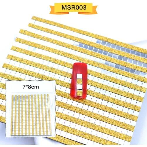 1Sheet 7x8cm Holographic Strip Nail Art Stickers 3D Self-Adhesive 2 Colors Square Shaped Decals Designer Nail Foil Manicure Tips