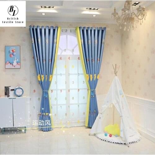New Curtains for Living Dining Room Bedroom Boys Room Cartoon British American Korean Sports Style Football Basketball Curtain