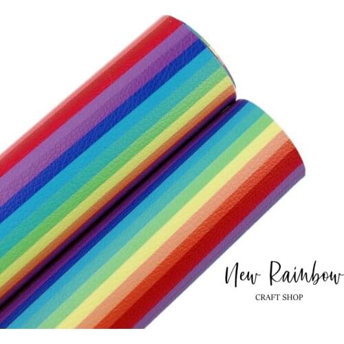 New Rainbow 30x22cm/A4 Classic Rainbow Stripes Top Quality Faux Leather sheets for bows, earrings, purse, handmade crafts