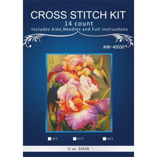 Oneroom Embroidery Counted Cross Stitch Kits Needlework - Crafts 4 ct DMC color DIY Arts Handmade Decor - Iris and Hummingbird