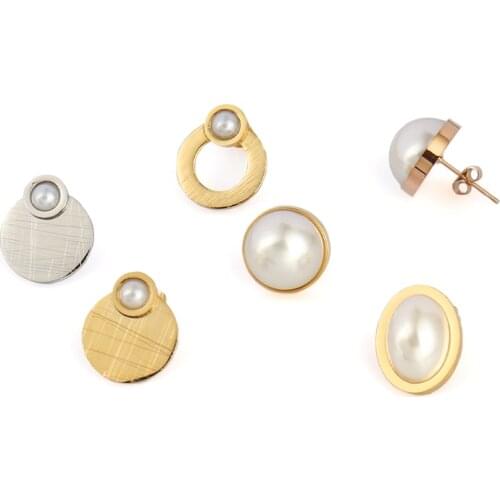 Punk Geometric Earrings Pearl Earrings Stainless Steel Earrings For Women 2020 Pearl Charm Earrings Stud Earrings