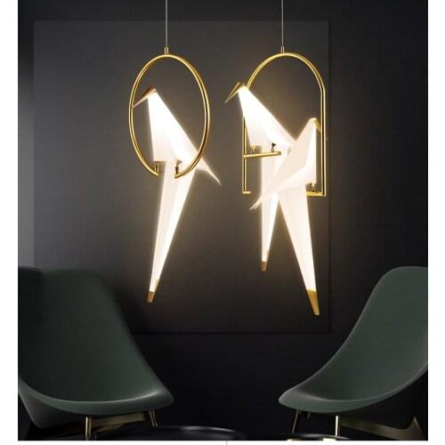 Bird Lamp Hanging Lights Creative Restaurant Pendant Lamps Retro Cafe Designer Wrought Iron Glass Bird Lights Pendant Lighting