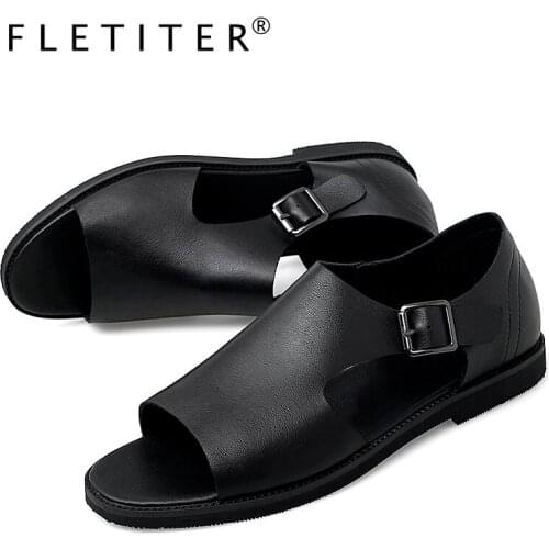 2021 New Mens Sandals Summer Shoes High Quality Leather Men Sandals Breathable Outdoor Beach Male Roman Casual Shoes Fashion