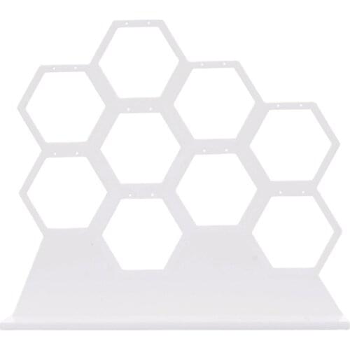 Natural Wood White Honeycomb Jewelry Earring Display Stand Up to Hold 9 Earrings