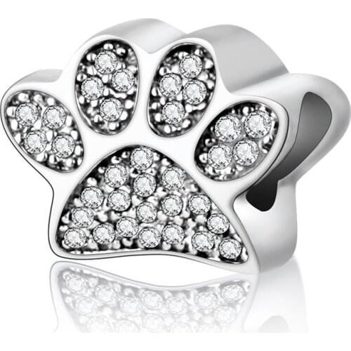 Wholesale Price 2020 Autumn Authentic 925 Sterling Paw Silver Charm Fits Bracelets With Cubic Zirconia Fashion Beads