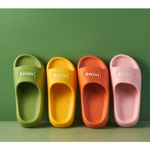 Couple Home Soft Slippers Thick Sole Non-slip EVA Indoor Shoes Flat Slides Men Women Beach Outdoor Flip Flops Plus Size 45