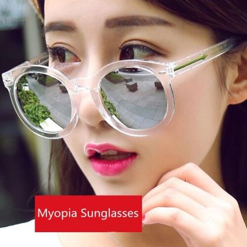 Myopia Sunglasses Women Round Mirrored -1.0/-1.5/-2.0/-2.5/-3.0/-3.5/-4.0 with Degree Sun Glasses for Female Grade Point