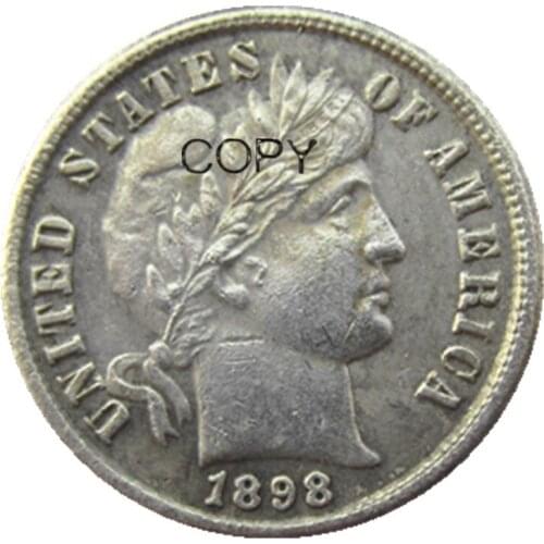 US Barber Dime 1898 P/S/O Silver Plated Copy Coins