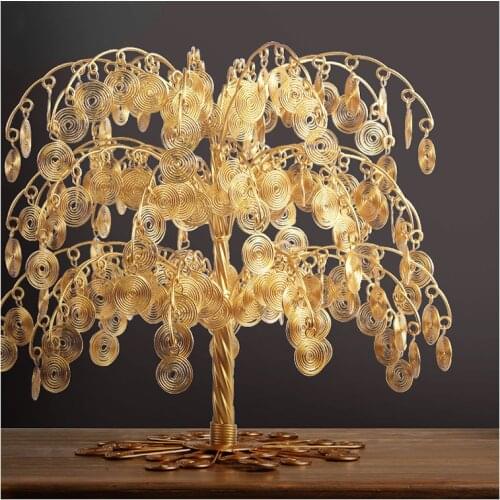 TOP Decorative ART # 2020 Home Shop Company Bring wealth Good Luck Money Drawing gold Pachira money Fortune Tree FENG SHUI