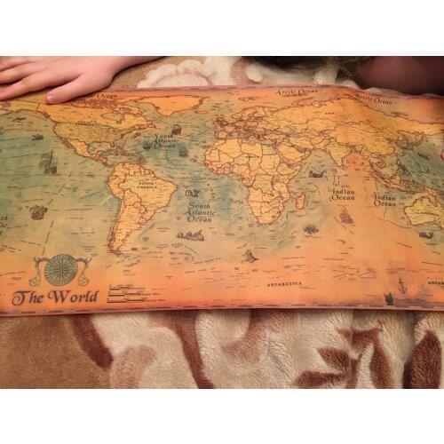 Vintage Journal Retro World Globe Map Personalized Atlas Poster Decoration For Office School On The Wall Stickers Free Shipping