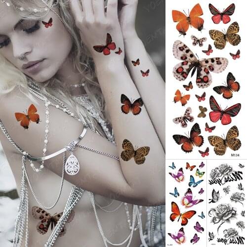 Waterproof Temporary Tattoo Sticker 3d Butterfly Fake Tatto Flash Snake Feather Tatoo Body Art Tatouage For Girl Women Men
