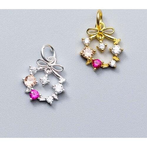 925 Sterling Silver Colorful AAA Zircon Flower Circle Dangle Charms Women S925 Dangle Silver Pendants DIY Fine Jewelry Gift