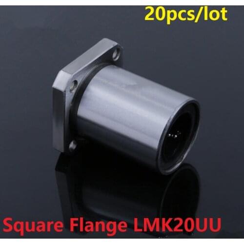 20pcs/lot LMK20UU 20mm Square Flange linear motion ball bearings LMK20 20x32x42mm