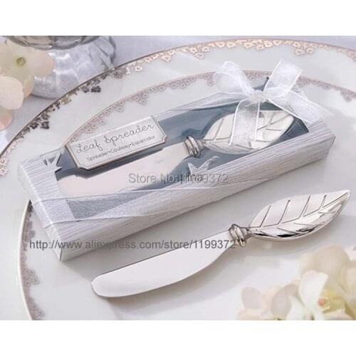 200pcs free shipping " spread the love " stainless steel maple leaf butter knife wedding favors party souvenirs